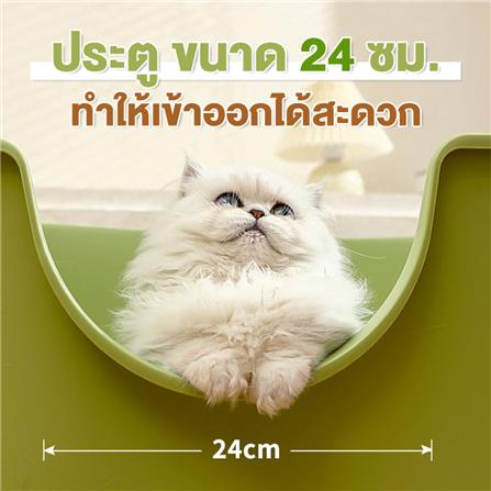 กระบะทรายแมว PETUS ทรงรีใหญ่ สีเบจ_3