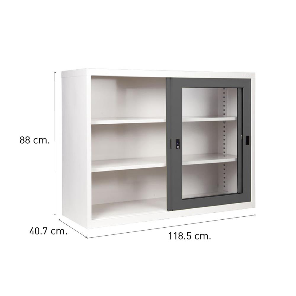 ตู้เหล็กบานเลื่อนกระจก KOL KGD-4 G1 สีเทา