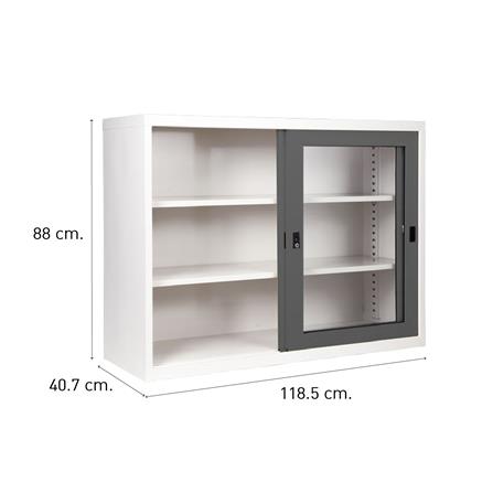 ตู้เหล็กบานเลื่อนกระจก KOL KGD-4 G1 สีเทา_2