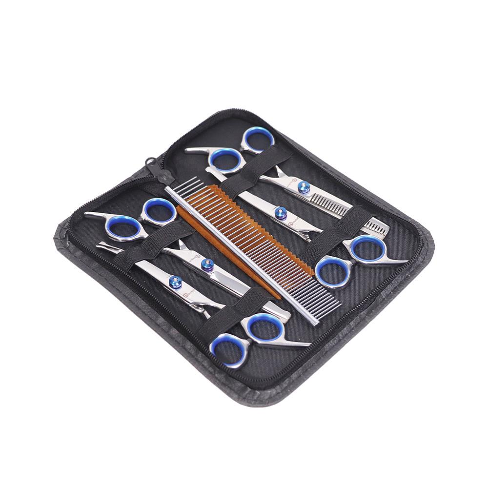 กรรไกรตัดขนสัตว์เลี้ยง PETUS สีฟ้า (ชุด 7 ชิ้น)