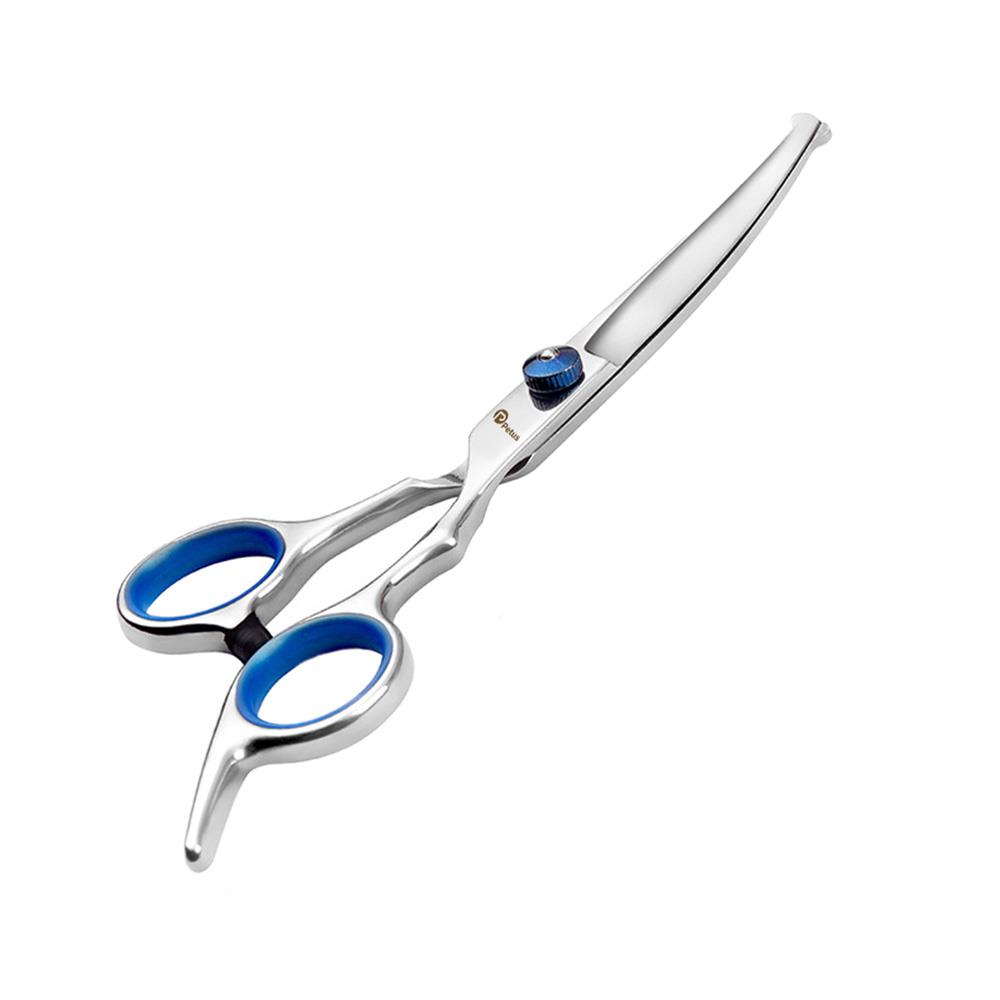 กรรไกรตัดขนสัตว์เลี้ยง แบบโค้งขึ้น PETUS สีน้ำเงิน