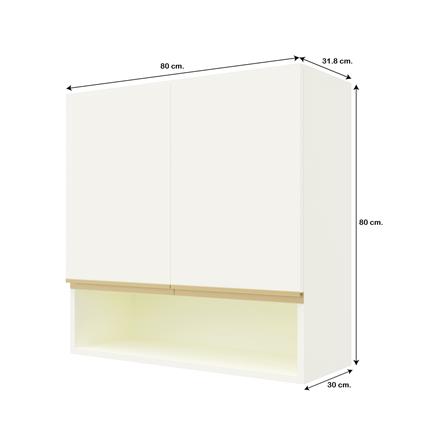 ตู้แขวนคู่เรียบช่องโล่ง D2 JUPITER JUVENTAS 80x80 ซม. สีขาว_4