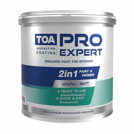 สีน้ำทาภายใน ชนิดด้าน TOA PRO EXPERT 2 IN 1 BASE A สีขาว 1 แกลลอน_0