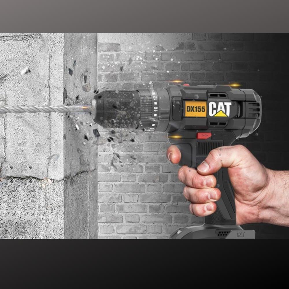 สว่านกระแทกไร้สาย (พร้อมแบตเตอรี่) CAT DX155 18 โวลต์
