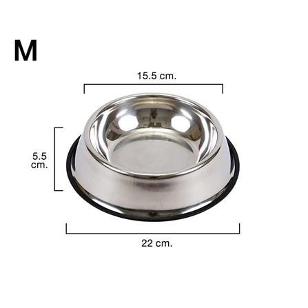 ชามอาหารสัตว์เลี้ยง กันลื่น PETUS 22 ซม. สีแสตนเลส_5
