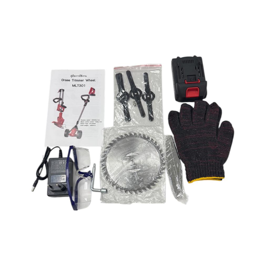 เครื่องเล็มหญ้าไร้สาย ล้อพับได้ (พร้อมแบตเตอรี่) TAKARA 21 โวลต์