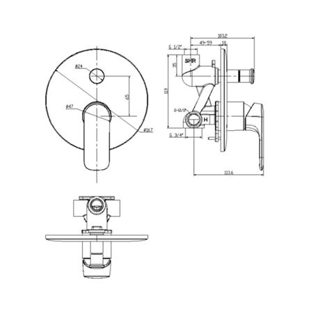 วาล์วฝังกำแพงผสม AMERICAN STANDARD A-1M21-400B_1