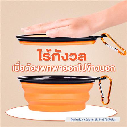 ชามอาหารสัตว์เลี้ยง พับได้ PETUS 16 ซม. สีเขียว_3