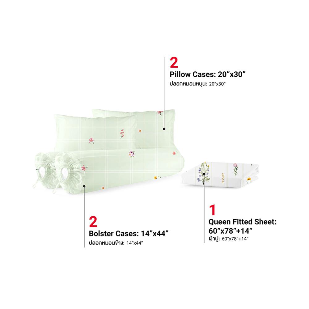 ชุดผ้าปูที่นอน 5 ฟุต (ชุด 5 ชิ้น) FROLINA MICROTEX DF068