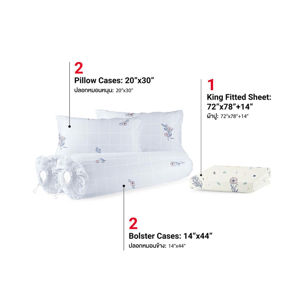 ชุดผ้าปูที่นอน 6 ฟุต (ชุด 5 ชิ้น) FROLINA MICROTEX DF069