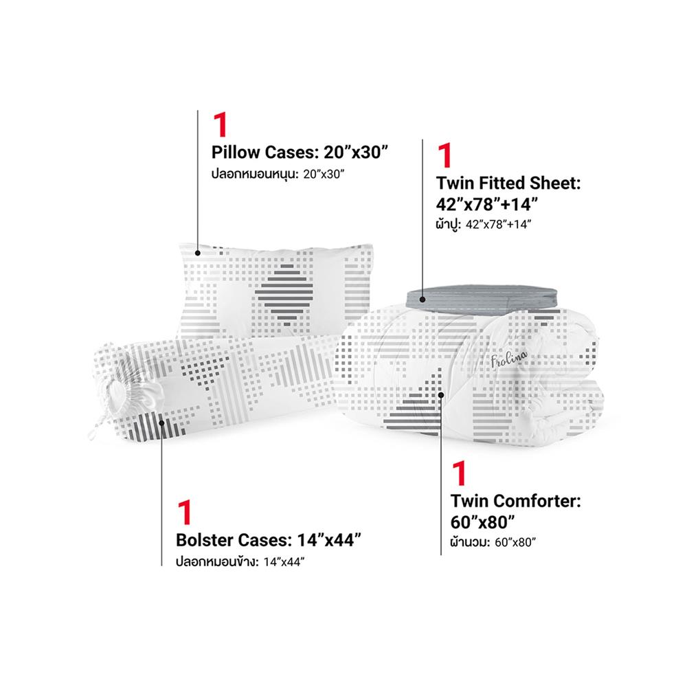 ชุดผ้าปูที่นอน 3.5 ฟุต (ชุด 4 ชิ้น) FROLINA MICROTEX DF071