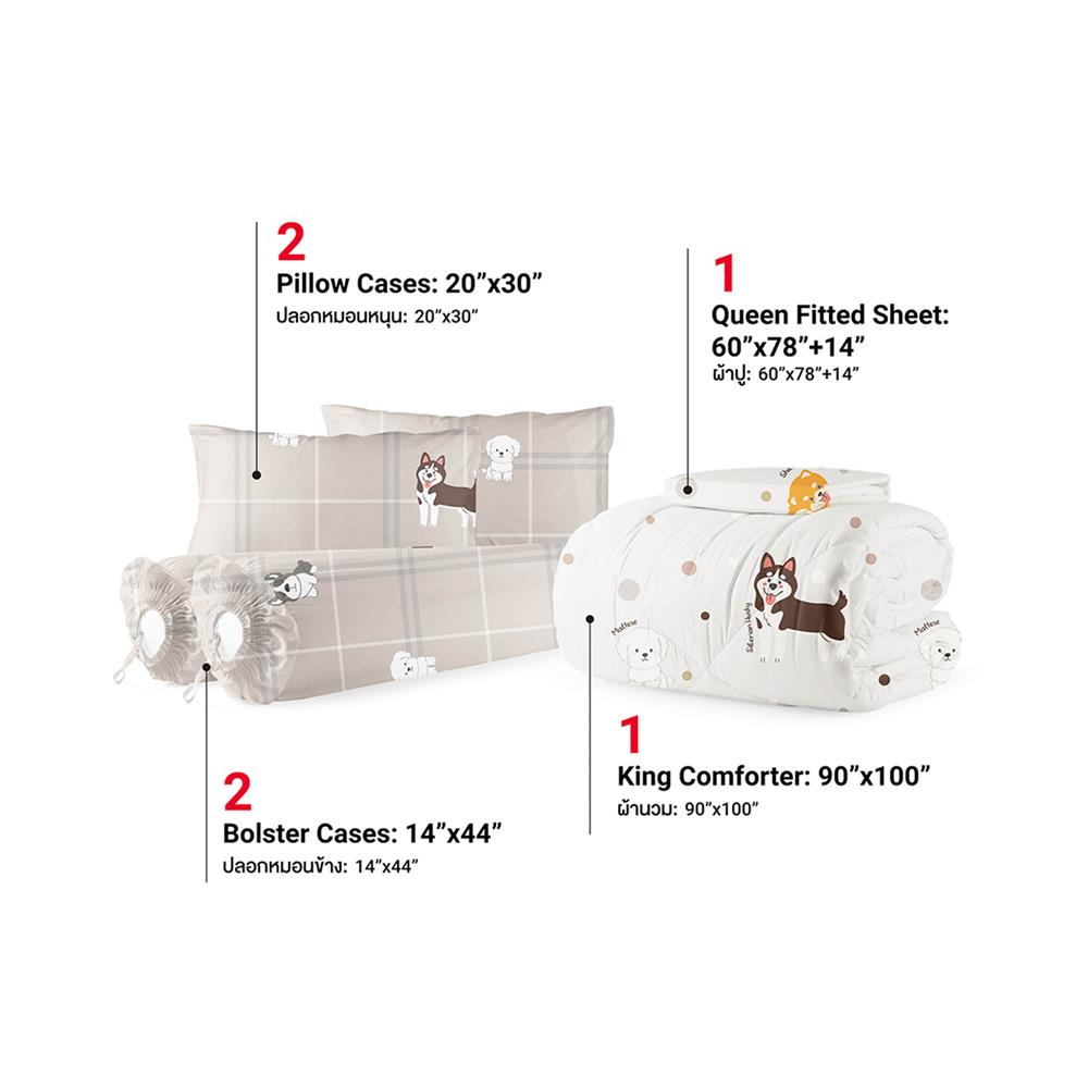 ชุดผ้าปูที่นอน 5 ฟุต (ชุด 6 ชิ้น) FROLINA MICROTEX DF067