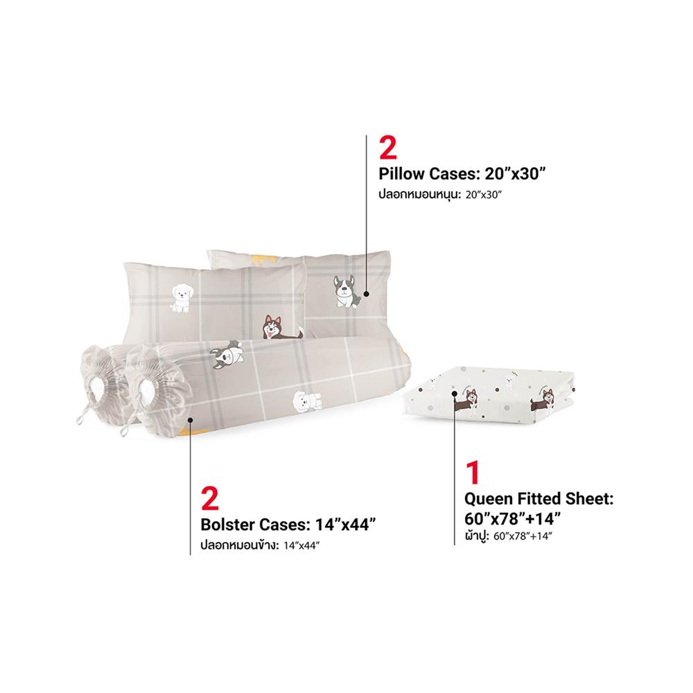 ชุดผ้าปูที่นอน 5 ฟุต (ชุด 5 ชิ้น) FROLINA MICROTEX DF067