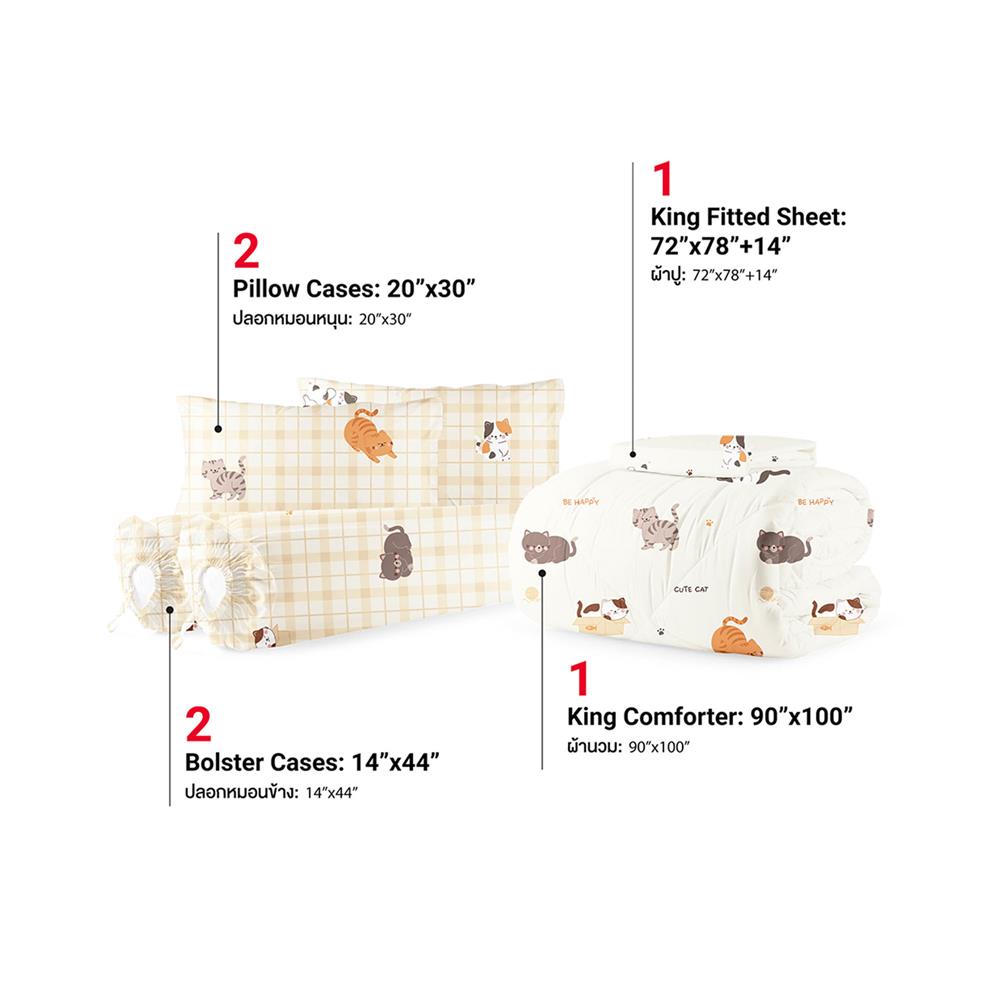 ชุดผ้าปูที่นอน 6 ฟุต (ชุด 6 ชิ้น) FROLINA MICROTEX DF066