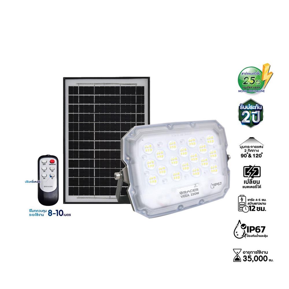 สปอตไลท์ SOLAR RACER VEGA 220 วัตต์ WARM WHITE สีขาว/เทา