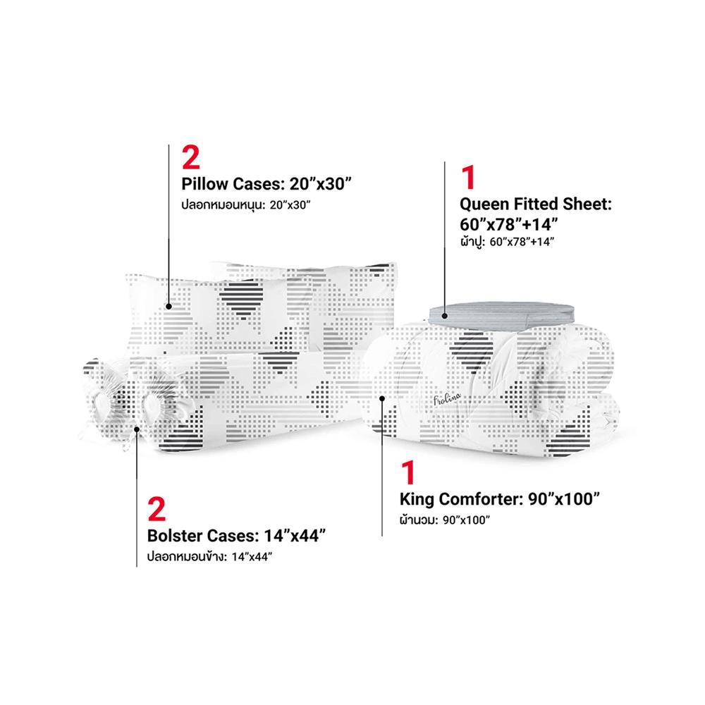 ชุดผ้าปูที่นอน 5 ฟุต (ชุด 6 ชิ้น) FROLINA MICROTEX DF071