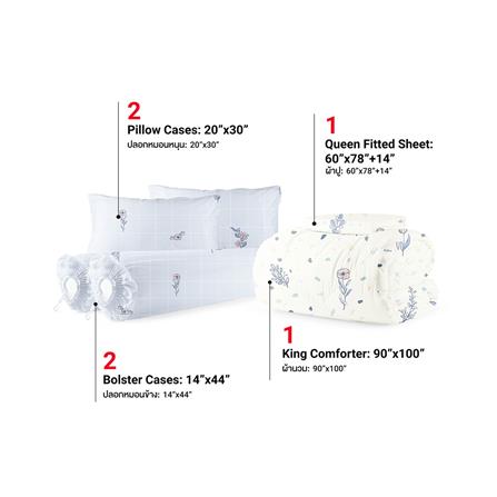 ชุดผ้าปูที่นอน 5 ฟุต (ชุด 6 ชิ้น) FROLINA MICROTEX DF069_2