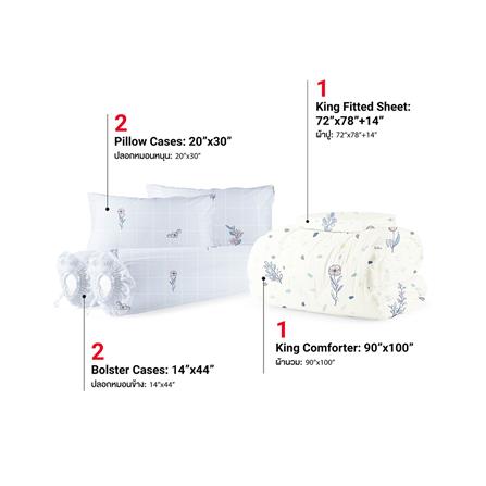 ชุดผ้าปูที่นอน 6 ฟุต (ชุด 6 ชิ้น) FROLINA MICROTEX DF069_2