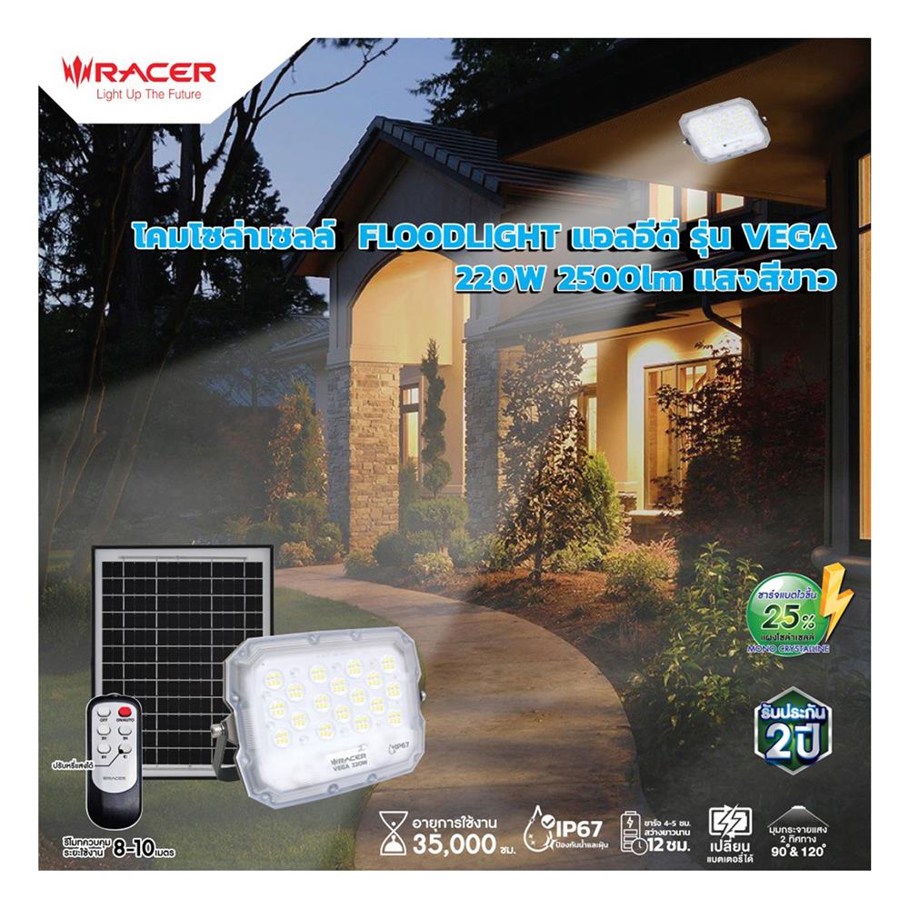 สปอตไลท์ SOLAR RACER VEGA 220 วัตต์ DAYLIGHT สีขาว/เทา