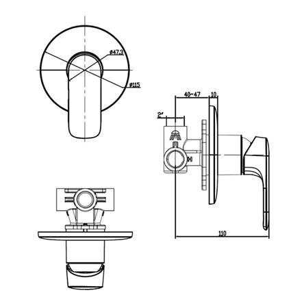 วาล์วฝังกำแพงผสม AMERICAN STANDARD A-1M22-500B_1