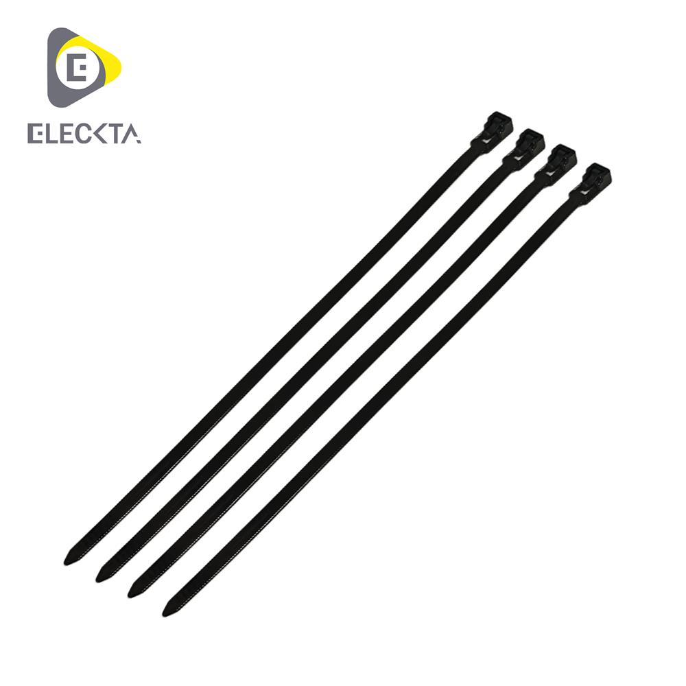 เคเบิ้ลไทร์เข็มขัดปลดล็อก ELECKTA 8 นิ้ว สีดำ (แพ็ก 100 เส้น)