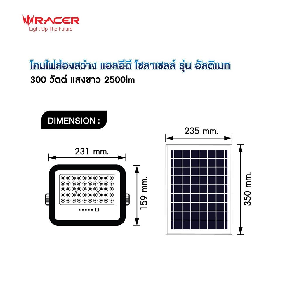 สปอตไลท์ SOLAR RACER ULTIMATE 300 วัตต์ DAYLIGHT สีดำ (1 แถม 1)