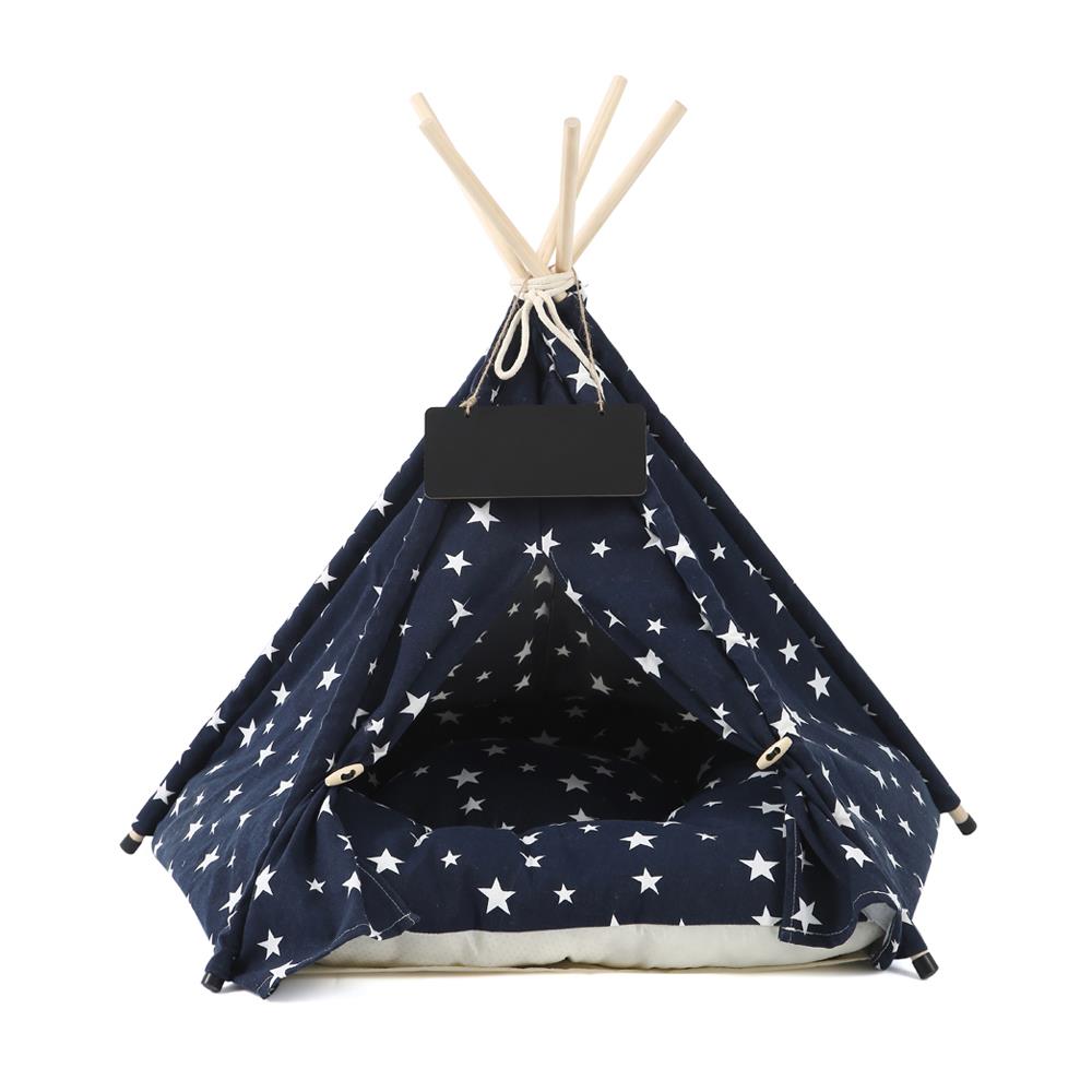 บ้านกระโจมสัตว์เลี้ยง DPETT ลายดาว สีน้ำเงิน