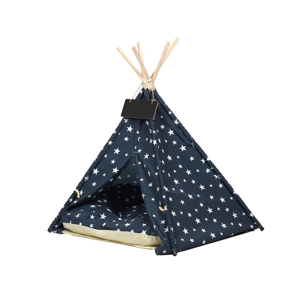 บ้านกระโจมสัตว์เลี้ยง DPETT ลายดาว สีน้ำเงิน