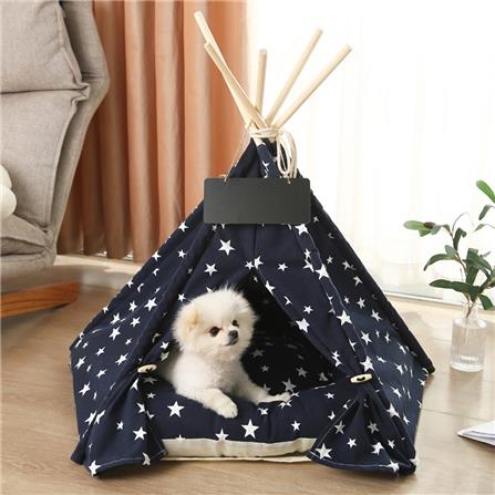 บ้านกระโจมสัตว์เลี้ยง DPETT ลายดาว สีน้ำเงิน_5