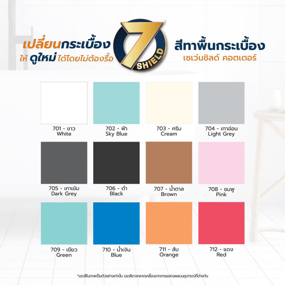สีทากระเบื้อง สำหรับงานพื้นและผนัง ชนิดกึ่งเงา 7 SHIELD COTTER 711 สีส้ม 1 กิโลกรัม