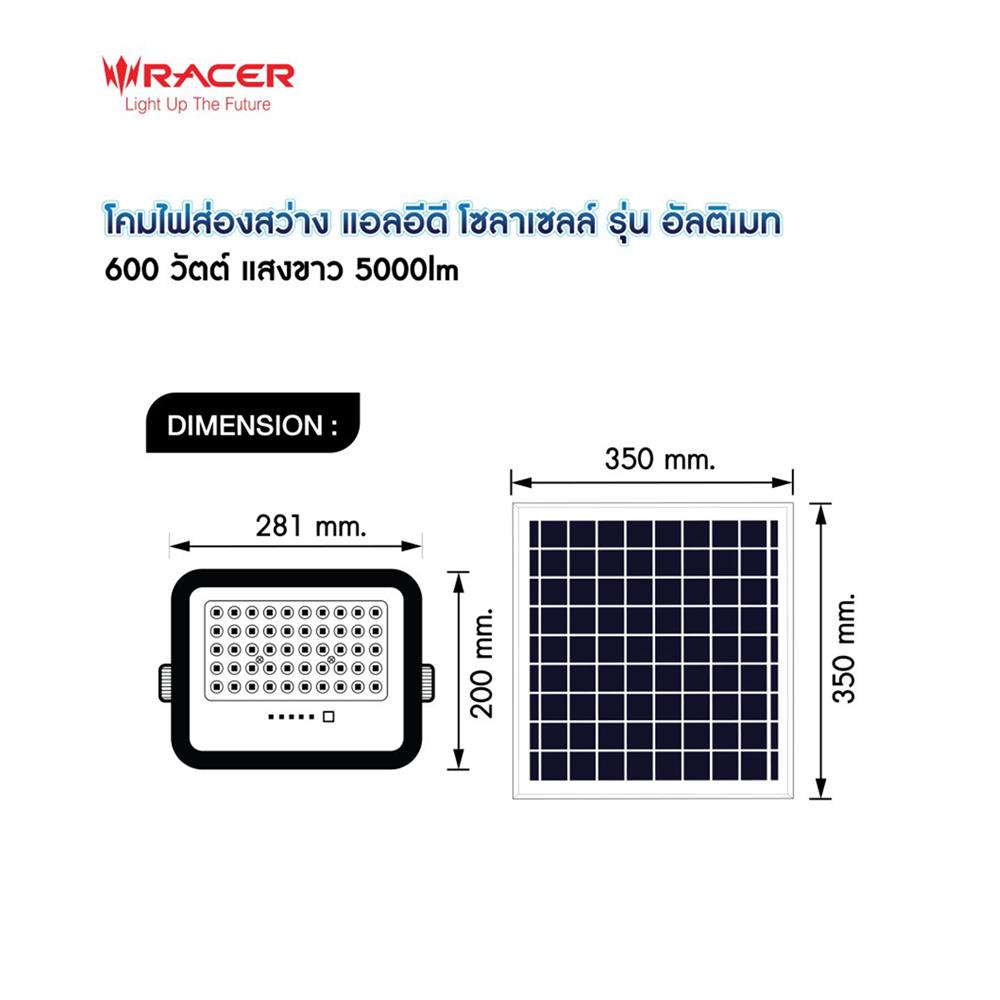 สปอตไลท์ SOLAR RACER ULTIMATE 600 วัตต์ DAYLIGHT สีดำ (1 แถม 1)
