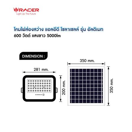 สปอตไลท์ SOLAR RACER ULTIMATE 600 วัตต์ DAYLIGHT สีดำ (1 แถม 1)_8