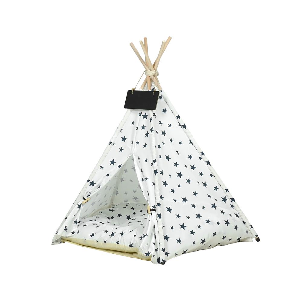 บ้านกระโจมสัตว์เลี้ยง DPETT ลายดาว สีขาว