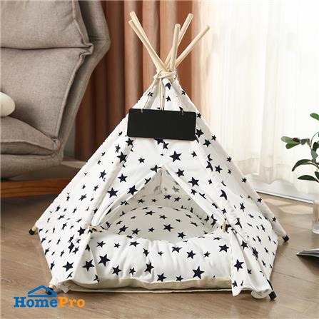 บ้านกระโจมสัตว์เลี้ยง DPETT ลายดาว สีขาว_7