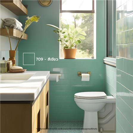 สีทากระเบื้อง สำหรับงานพื้นและผนัง ชนิดกึ่งเงา 7 SHIELD COTTER 709 สีเขียว 1 กิโลกรัม_3