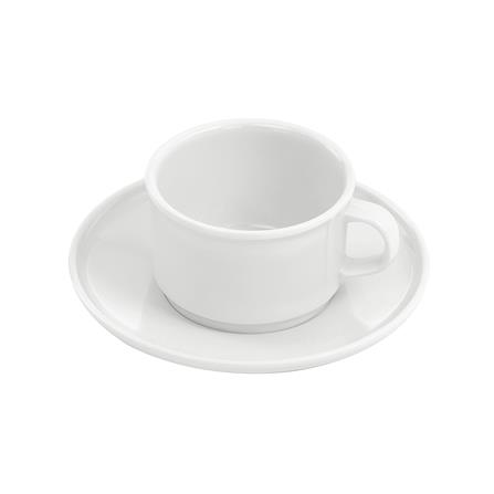 ถ้วยกาแฟและจานรองเมลามีน 300 มล. VANDA CLASSIC สีครีมขาว_1