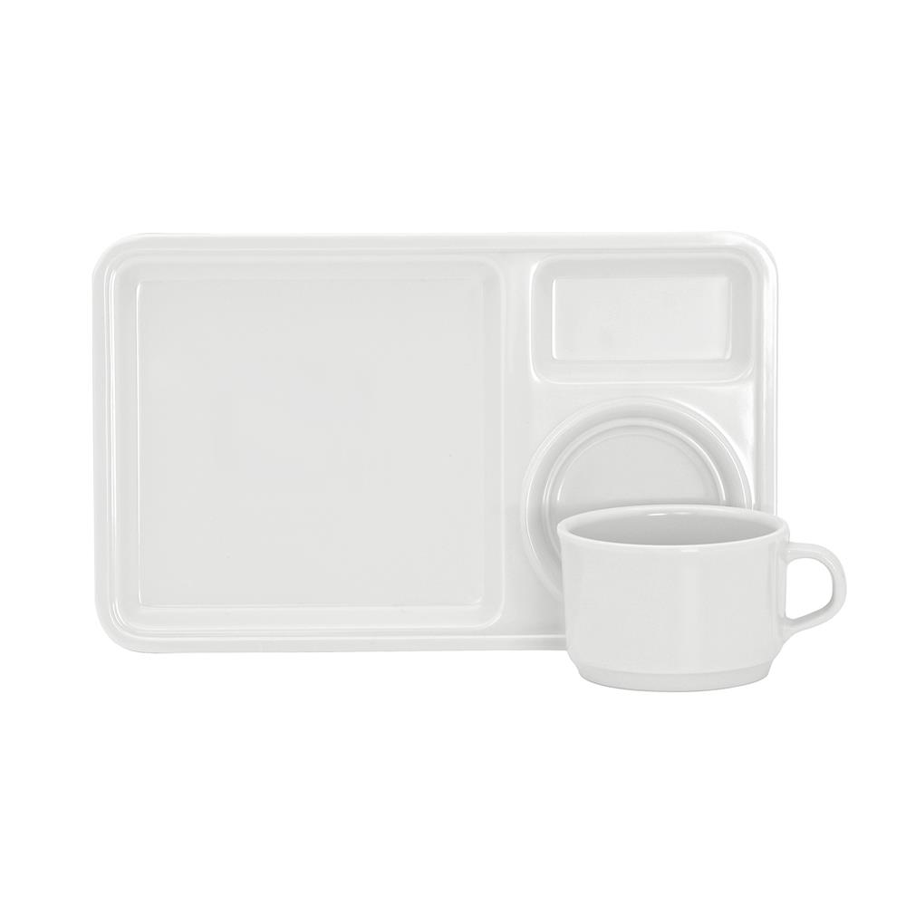 ถ้วยกาแฟและถาดเมลามีน 300 มล. VANDA CLASSIC สีครีมขาว