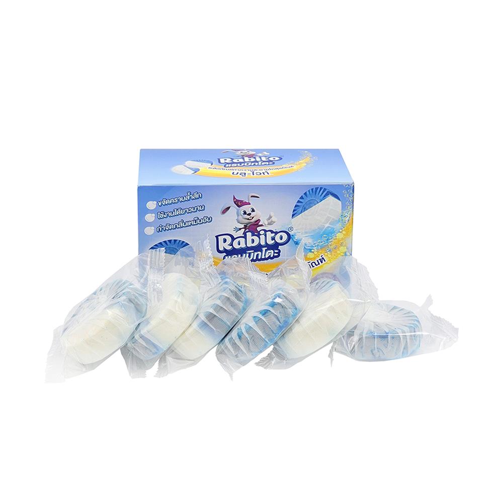 ก้อนทำความสะอาดสุขภัณฑ์ BLUE-WHITE RABITO 50 กรัม (แพ็ก 6 ชิ้น)