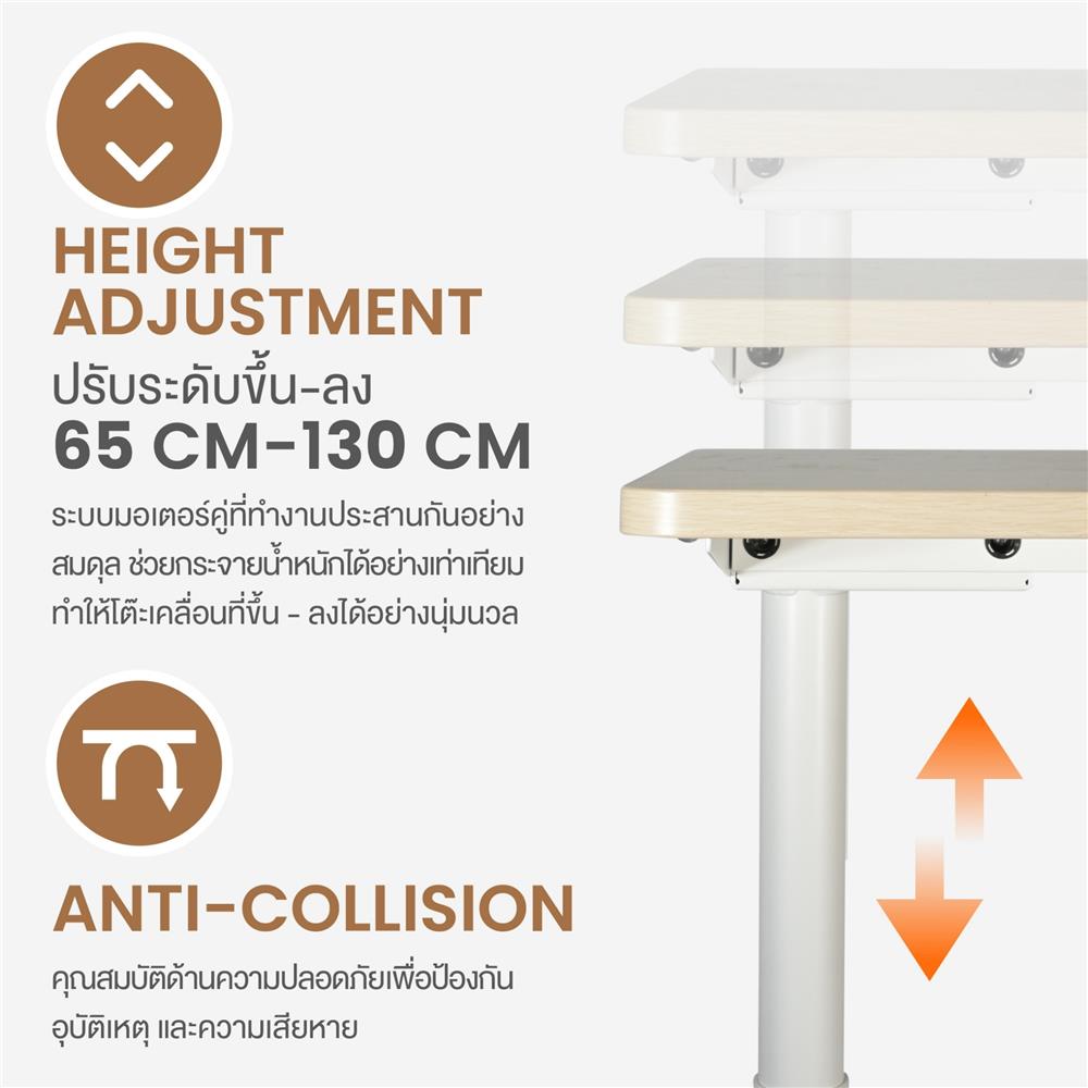 โต๊ะปรับระดับไฟฟ้า ERGOTREND ELEVIO 140 ซม. สีไลท์วอลนัท/ดำ