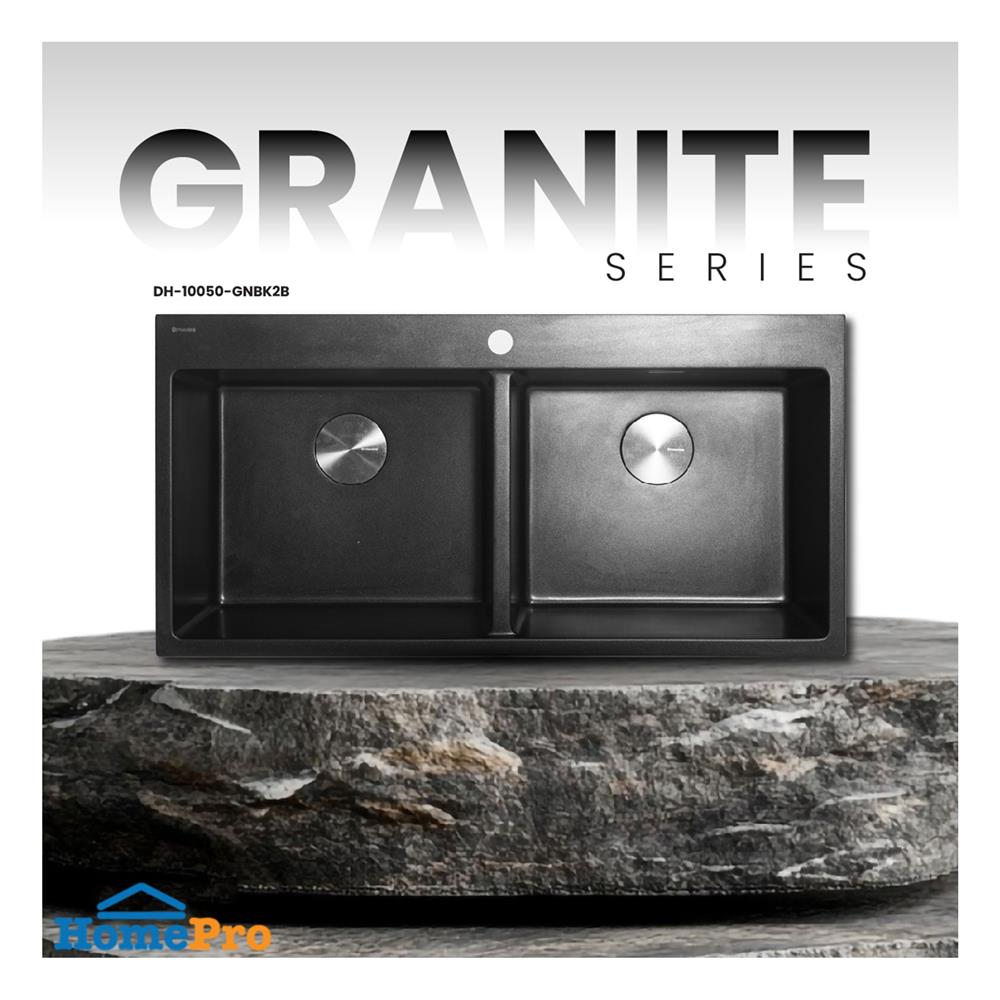 ซิงค์ฝัง 2 หลุม DYNA HOME DH-10050-GNBK2B สีดำ