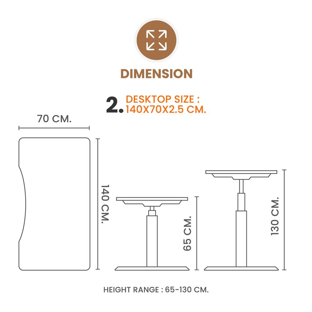 โต๊ะปรับระดับไฟฟ้า ERGOTREND ELEVIO 140 ซม. สีไวท์วอลนัท/ขาว