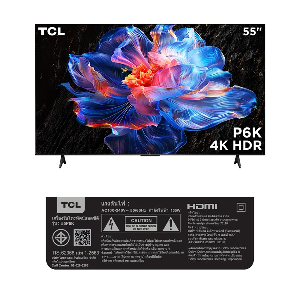 ทีวีแอลอีดี 55 นิ้ว TCL (4K, LED, GOOGLE TV) 55P6K