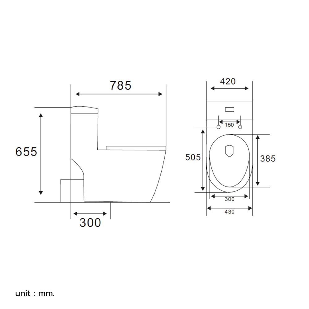 สุขภัณฑ์ 1 ชิ้น MOYA 347 3/4.5 ลิตร สีขาว