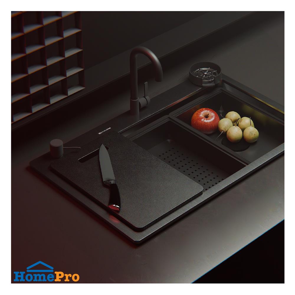 ซิงค์ฝัง 1 หลุม DYNA HOME DH-8050-BKMS1B สีดำ