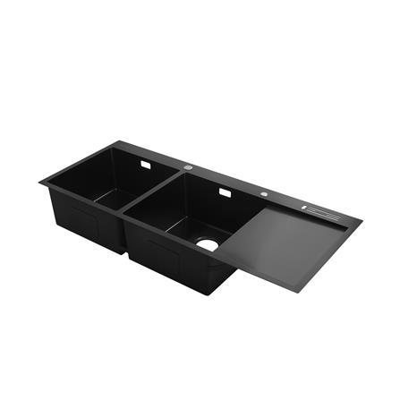 ซิงค์ฝัง 2 หลุม 1 ที่พัก DYNA HOME WD-12050-TD-BK สีดำ_3
