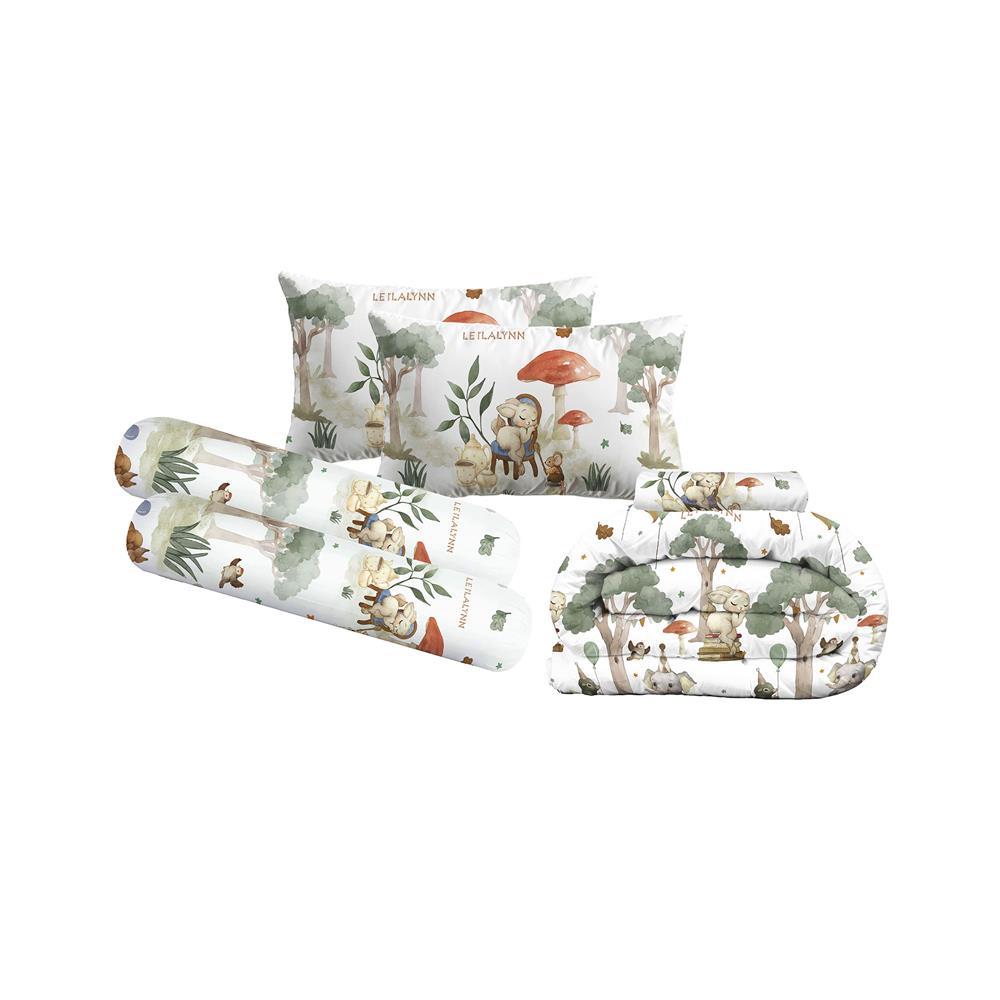 ชุดผ้าปูที่นอน 5 ฟุต (ชุด 6 ชิ้น) LEILALYNN SAFARI FESTIVAL สี WHITE