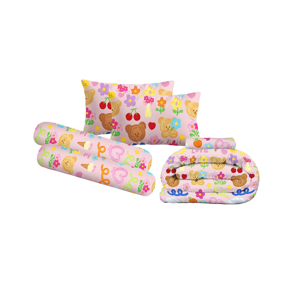 ชุดผ้าปูที่นอน 6 ฟุต (ชุด 6 ชิ้น) LEILALYNN BLOOMING BEAR สี PINK
