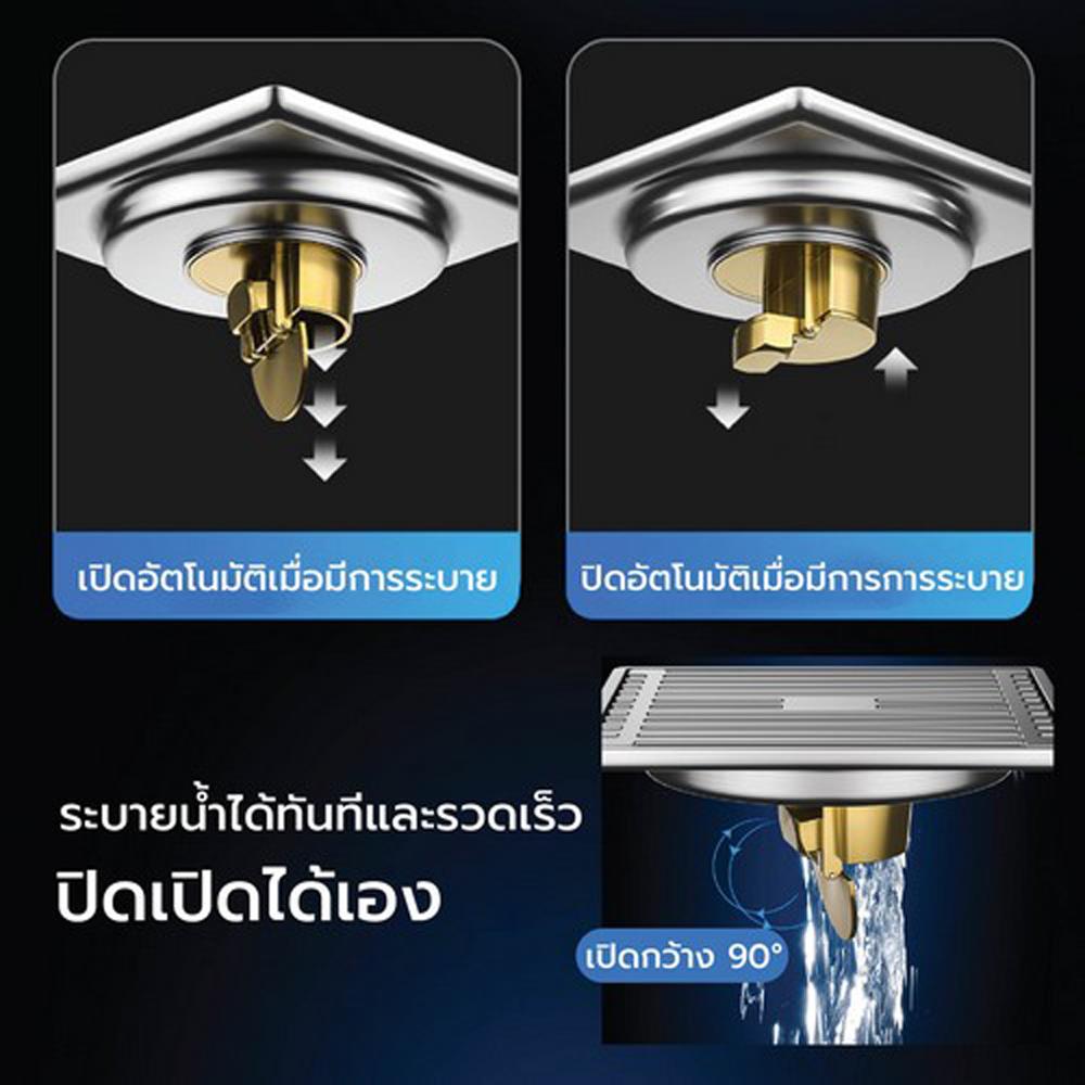 ตะแกรงกันกลิ่นเหลี่ยม CASSA CM0052 10 ซม. สีเงิน