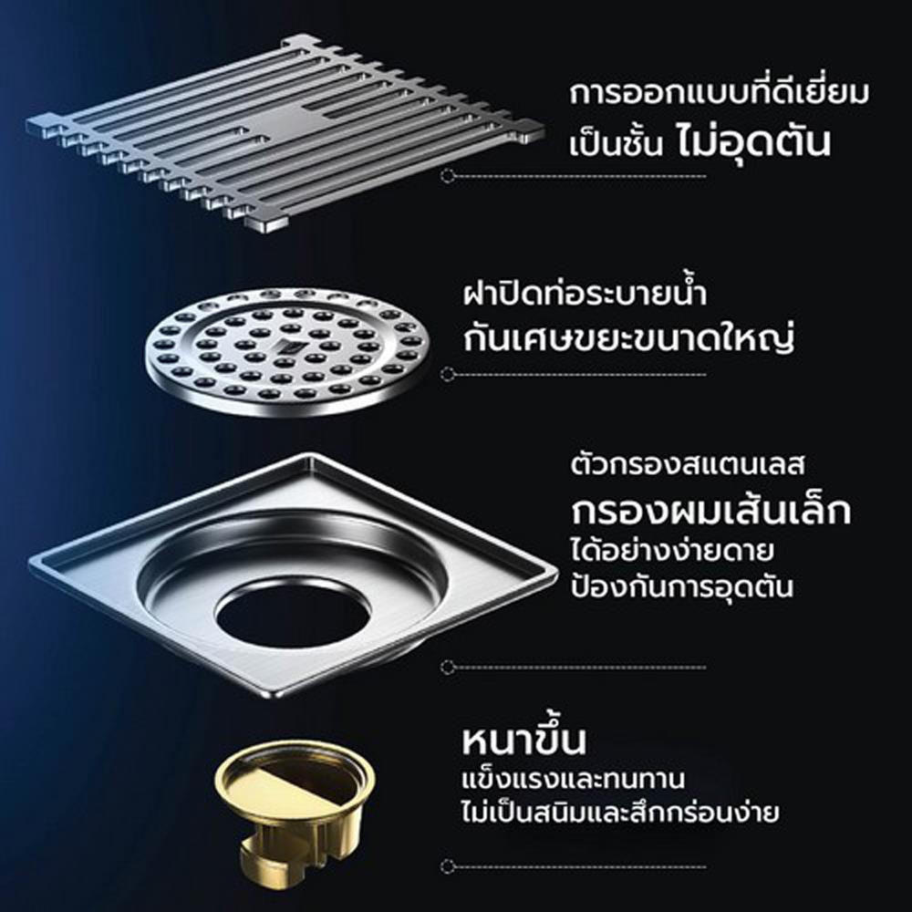 ตะแกรงกันกลิ่นเหลี่ยม CASSA CM0052 10 ซม. สีเงิน