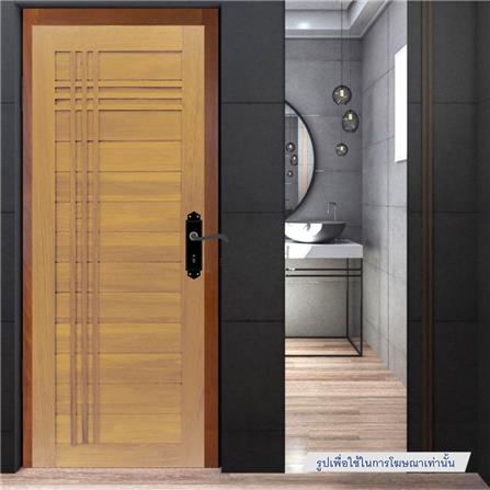 ประตูไม้เนื้อแข็ง ไม่เจาะลูกบิด N999 BALI-B 80x200 ซม. สีธรรมชาติ_2